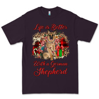 Plum Christmas life is better with a german shepherd Premium Tee - JahusDesignShop