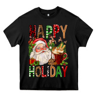 Black happy holiday santa claus christmas Heavy Core Tee - FaDigitalArtStudio