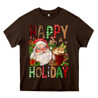 Chocolate Brown happy holiday santa claus christmas Heavy Core Tee - FaDigitalArtStudio