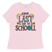 Bubblegum Pink happy last schopol Ladies Tee - CowhideDigitalArt