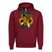 Burgundy Leopard Sunflower Western Mama Bee Zipper Hoodie - Bettercallsaul