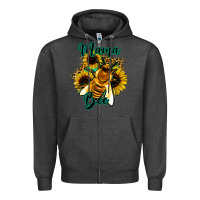 Charcoal Heather Leopard Sunflower Western Mama Bee Zipper Hoodie - Bettercallsaul
