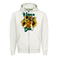 Oatmeal Heather Leopard Sunflower Western Mama Bee Zipper Hoodie - Bettercallsaul