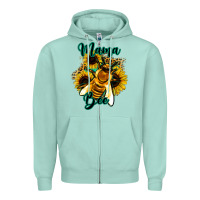 Seafoam Leopard Sunflower Western Mama Bee Zipper Hoodie - Bettercallsaul