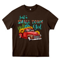 Chocolate Brown just a small town girl with car Heavy Core Tee - HRA Design Shop