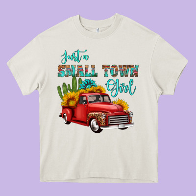 Just A Small Town Girl With Car Heavy Core Tee Designed By Hra Design Shop