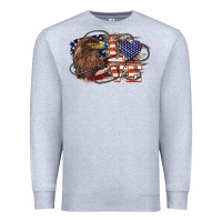 Heather Grey Love America Eagle 4th of july Premium Sweatshirt - HowdyJamesFarm