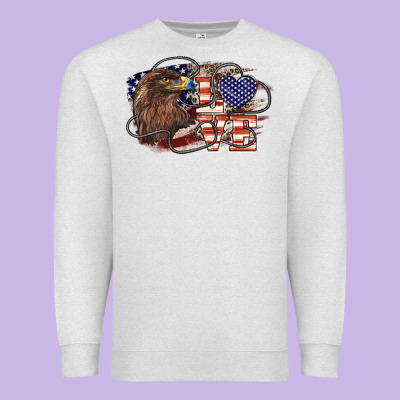 Love America Eagle 4th Of July Premium Sweatshirt Designed By Howdyjamesfarm