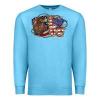 Ocean Blue Love America Eagle 4th of july Premium Sweatshirt - HowdyJamesFarm