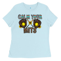 Baby Blue calm your mits Ladies Tee - CowhideDigitalArt