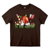 Chocolate Brown joy to the world christmas wine Heavy Core Tee - FaDigitalArtStudio