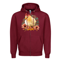 Burgundy Chick with Flowers Leopard Background Zipper Hoodie - Bettercallsaul