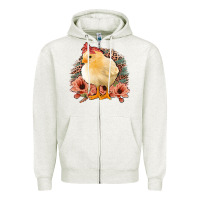 Chick With Flowers Leopard Background Zipper Hoodie | Teevron
