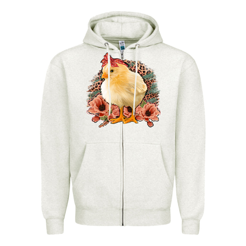 Chick With Flowers Leopard Background Zipper Hoodie by Bettercallsaul | Teevron