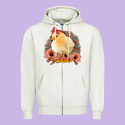 Chick With Flowers Leopard Background Zipper Hoodie Designed By Bettercallsaul