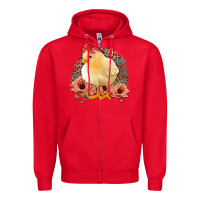 Red Chick with Flowers Leopard Background Zipper Hoodie - Bettercallsaul