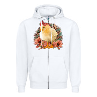 White Chick with Flowers Leopard Background Zipper Hoodie - Bettercallsaul