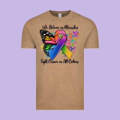 We Believe In Miracles Fight Cancer In All Colors Vintage Tee Designed By Maliassmallbusiness