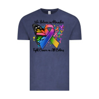 Vintage Denim we believe in miracles fight cancer in all colors Vintage Tee - MaliasSmallBusiness