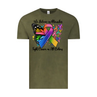 Vintage Olive we believe in miracles fight cancer in all colors Vintage Tee - MaliasSmallBusiness