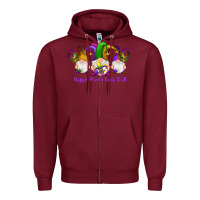 Burgundy happy mardi gras y'all gnomes Zipper Hoodie - RanaPortraitStore