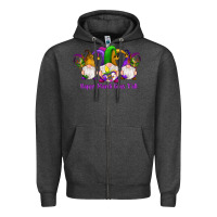 Charcoal Heather happy mardi gras y'all gnomes Zipper Hoodie - RanaPortraitStore