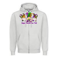 Dove Grey happy mardi gras y'all gnomes Zipper Hoodie - RanaPortraitStore