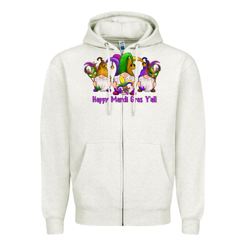 Happy Mardi Gras Y'all Gnomes Zipper Hoodie by RanaPortraitStore | Teevron