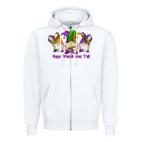 White happy mardi gras y'all gnomes Zipper Hoodie - RanaPortraitStore