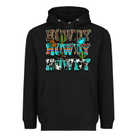 Black Western Howdy Howdy Howdy Heavyweight Hoodie - HowdyJamesFarm