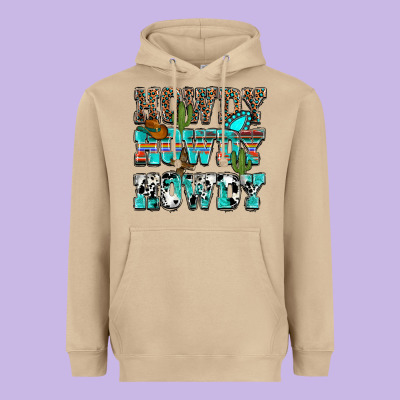 Western Howdy Howdy Howdy Heavyweight Hoodie Designed By Howdyjamesfarm