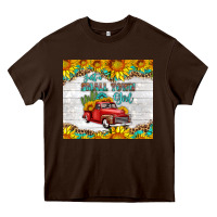 Chocolate Brown just a small town girl with car Heavy Core Tee - HRA Design Shop