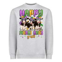 Heather Grey happy mardi gras y'all Heavyweight Sweatshirt - MaliasSmallBusiness