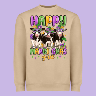 Happy Mardi Gras Y'all Heavyweight Sweatshirt Designed By Maliassmallbusiness