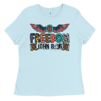 Baby Blue freedom john Ladies Tee - CowhideDigitalArt