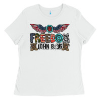 White freedom john Ladies Tee - CowhideDigitalArt