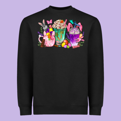 Easter Coffee Cups With Bunny Heavyweight Sweatshirt Designed By Nancycooperartshop