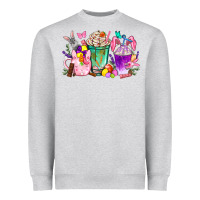 Heather Grey Easter coffee cups with Bunny Heavyweight Sweatshirt - NancyCooperArtShop