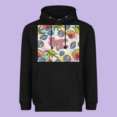 Summer Vibes With Sea Shells Heavyweight Hoodie Designed By Tumblerdesignbyshophia
