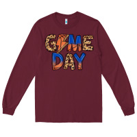 Burgundy game day basketball Long Sleeve Tee - MaliasSmallBusiness