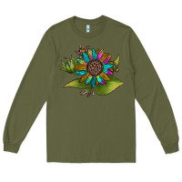 Army Green western sunflower Long Sleeve Tee - JahusDesignShop