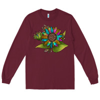 Burgundy western sunflower Long Sleeve Tee - JahusDesignShop