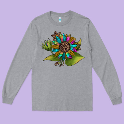 Western Sunflower Long Sleeve Tee Designed By Jahusdesignshop