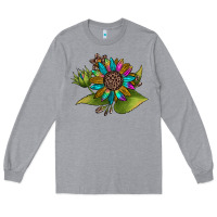 Heather Grey western sunflower Long Sleeve Tee - JahusDesignShop