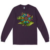 Plum western sunflower Long Sleeve Tee - JahusDesignShop