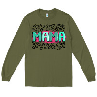 Army Green mama leopard Long Sleeve Tee - MaliasSmallBusiness
