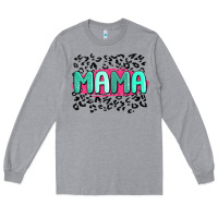 Heather Grey mama leopard Long Sleeve Tee - MaliasSmallBusiness