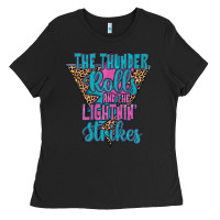 Black THE THUNDER ROLLS AND THE LIGHTNIN’ STRİKES Ladies Tee - JahusDesignShop