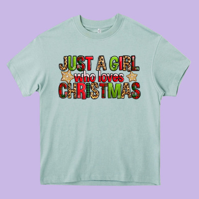 Just A Girl Who Loves Christmas With Cookies Heavy Core Tee Designed By Fadigitalartstudio