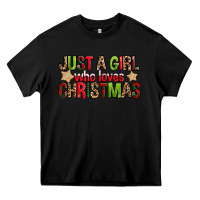 Black just a girl who loves christmas with cookies Heavy Core Tee - FaDigitalArtStudio